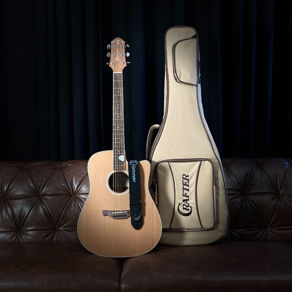 Violão de Aço Crafter DE-7/N Dreadnough Folk Elétrico Natural