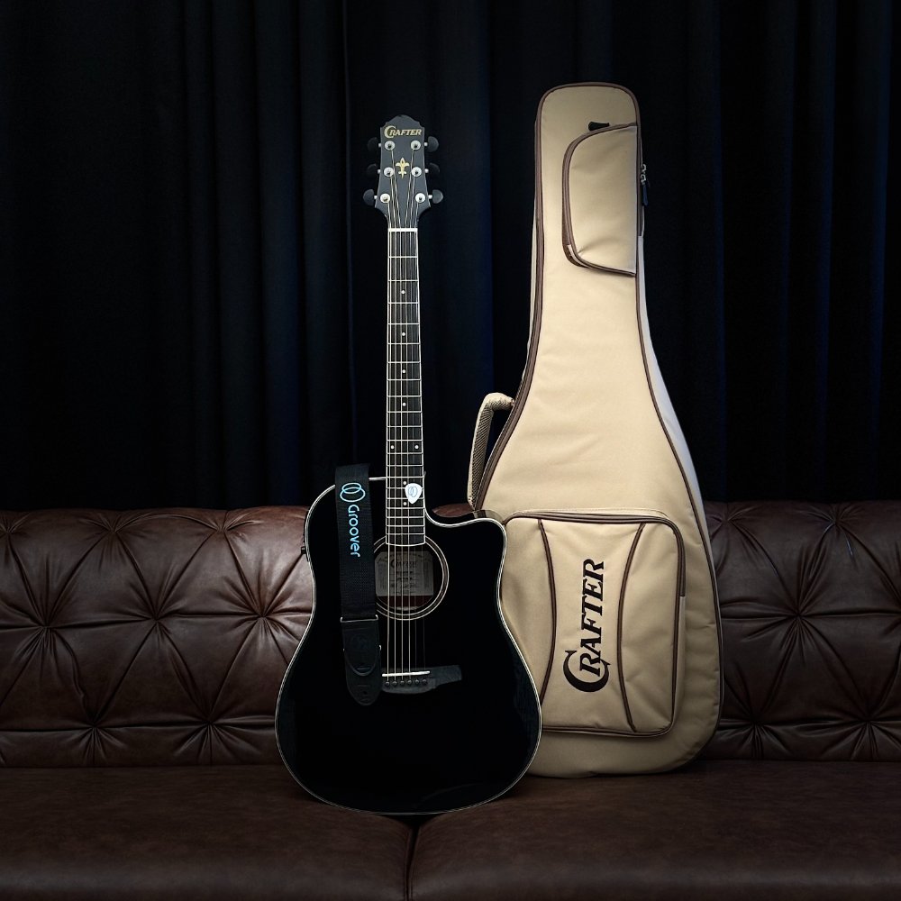 Violão Crafter Folk HDE-250 Black (Dreadnought) Cordas de Aço Elétrico