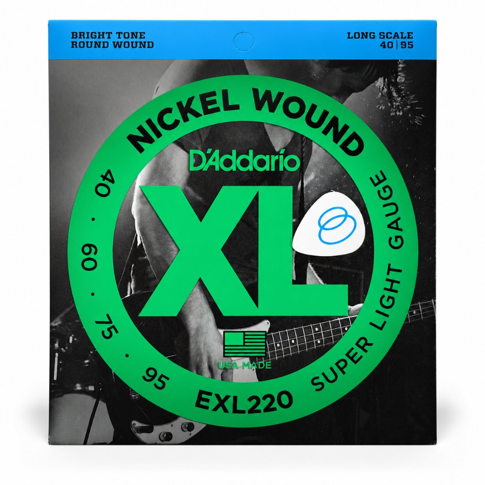 Encordoamento para Baixo Elétrico D'Addario EXL220 XL Nickel 4 Cordas Calibre .040-.095 Super Light