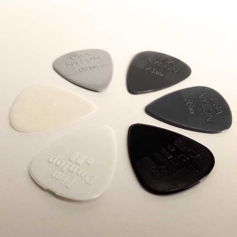 Palheta Dunlop Nylon para Guitarra, Baixo, Violão (Pacote c/ 6)