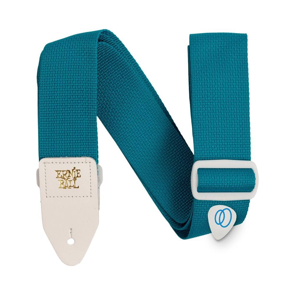 Correia para Guitarra Baixo e Violão Ernie Ball Polypro P05349 Azul Petróleo + Palheta Groover
