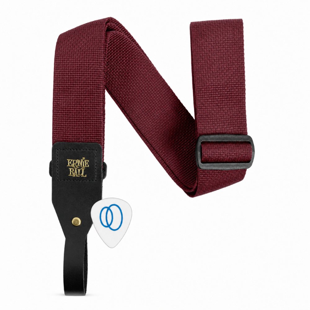 Correia Alça de Violão Ernie Ball Acoustic Strap Burgundy P05367 Laço de Couro