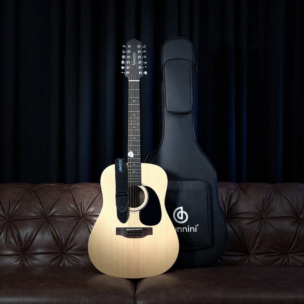 Violão Giannini D12 DLX EQ NS Performance Deluxe Folk 12 Cordas Tampo Maciço Fishman e Bag