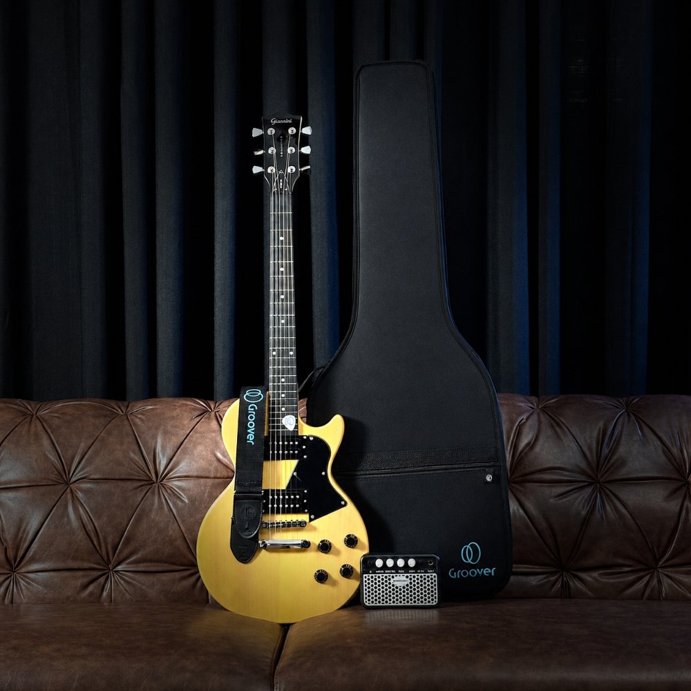Kit Guitarra Giannini Les Paul Studio GAE09 Sonic Plus Yellow Correia Bag Groover