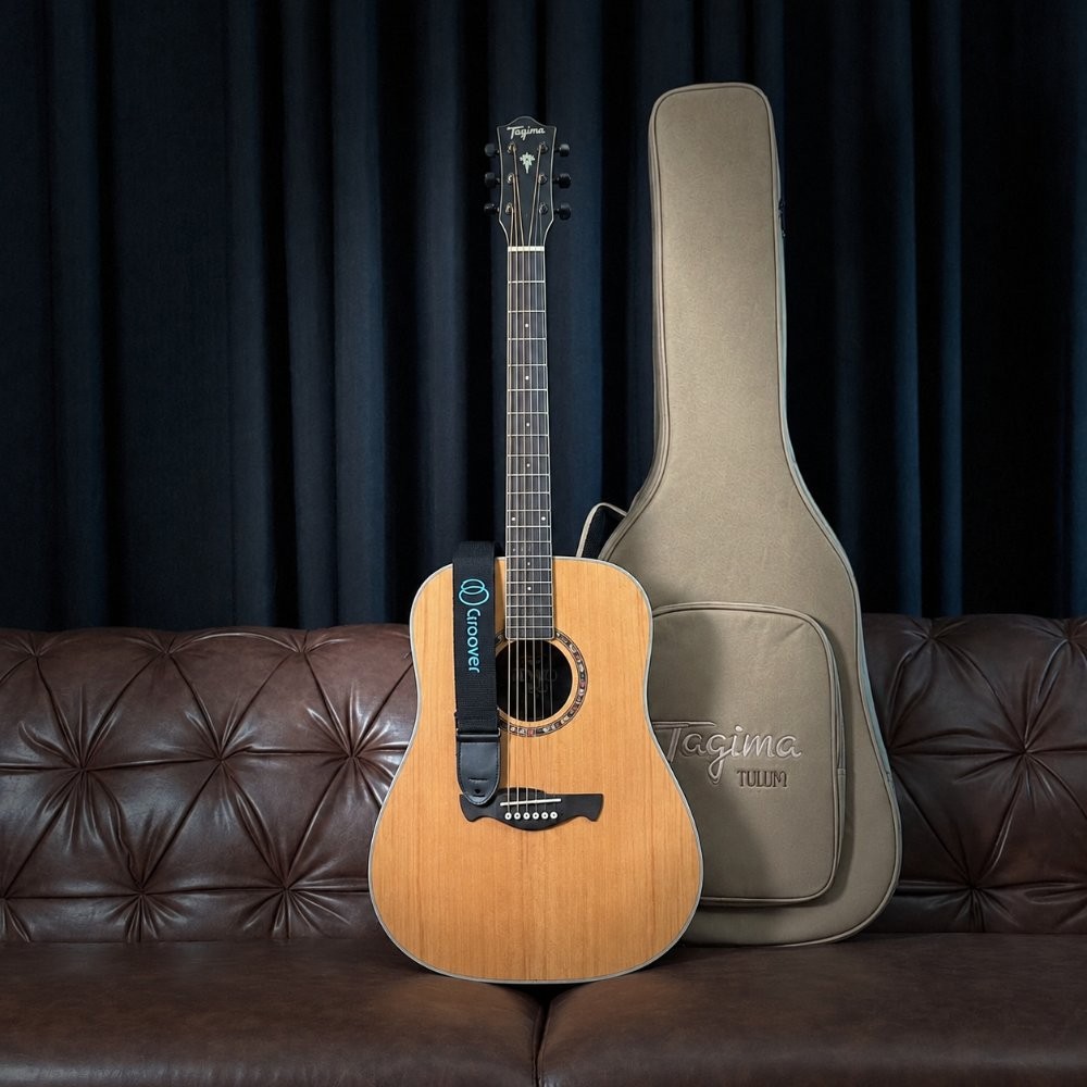 Kit Violão Folk Tagima Tulum TLM-100 NT Elétrico Aço Natural Regulado com Bag e Correia Groover