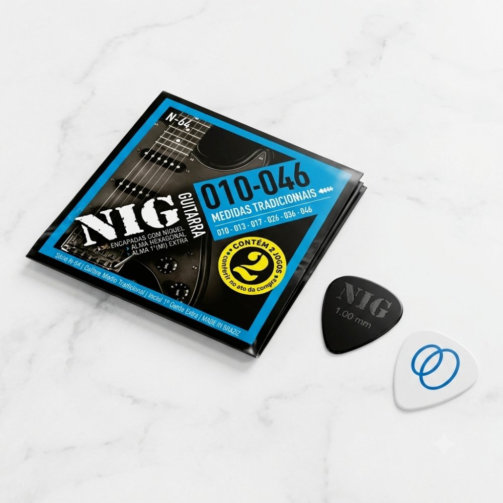 2 Encordoamentos NIG para Guitarra Elétrica NIG Pacote Duplo