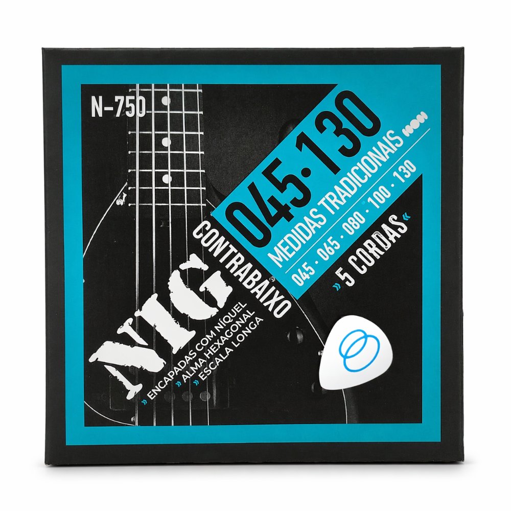 Encordoamento Nig para Contrabaixo Elétrico NIG N-750 5 Cordas Calibre .045-.130 Níquel