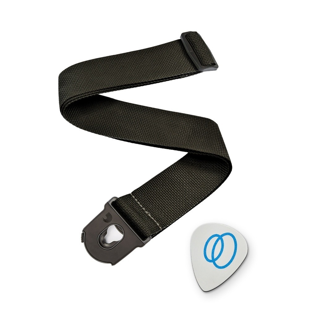 Correia com Trava Planet Lock D'Addario PW-SPL200 Preta Polipropileno 5 cm + Palheta Groover