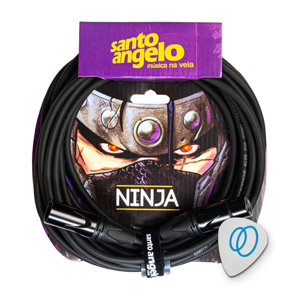 Cabo de Microfone XLR Santo Angelo Ninja LW Macho x Fêmea 3m 4,5m 6m + Palheta Groover