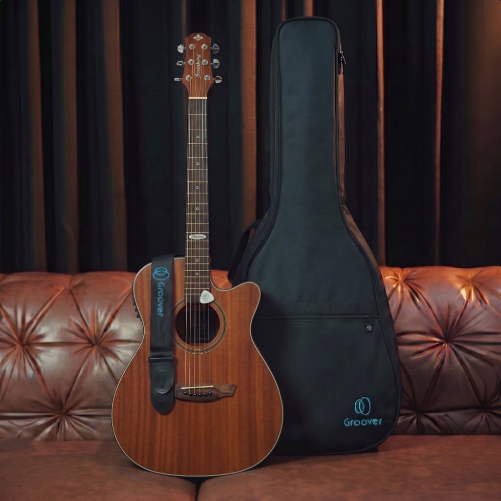 Violão Strinberg SA200C MGS Artístico Eletroacústico com Cutaway Mahogany Satin Fosco Correia e Bag