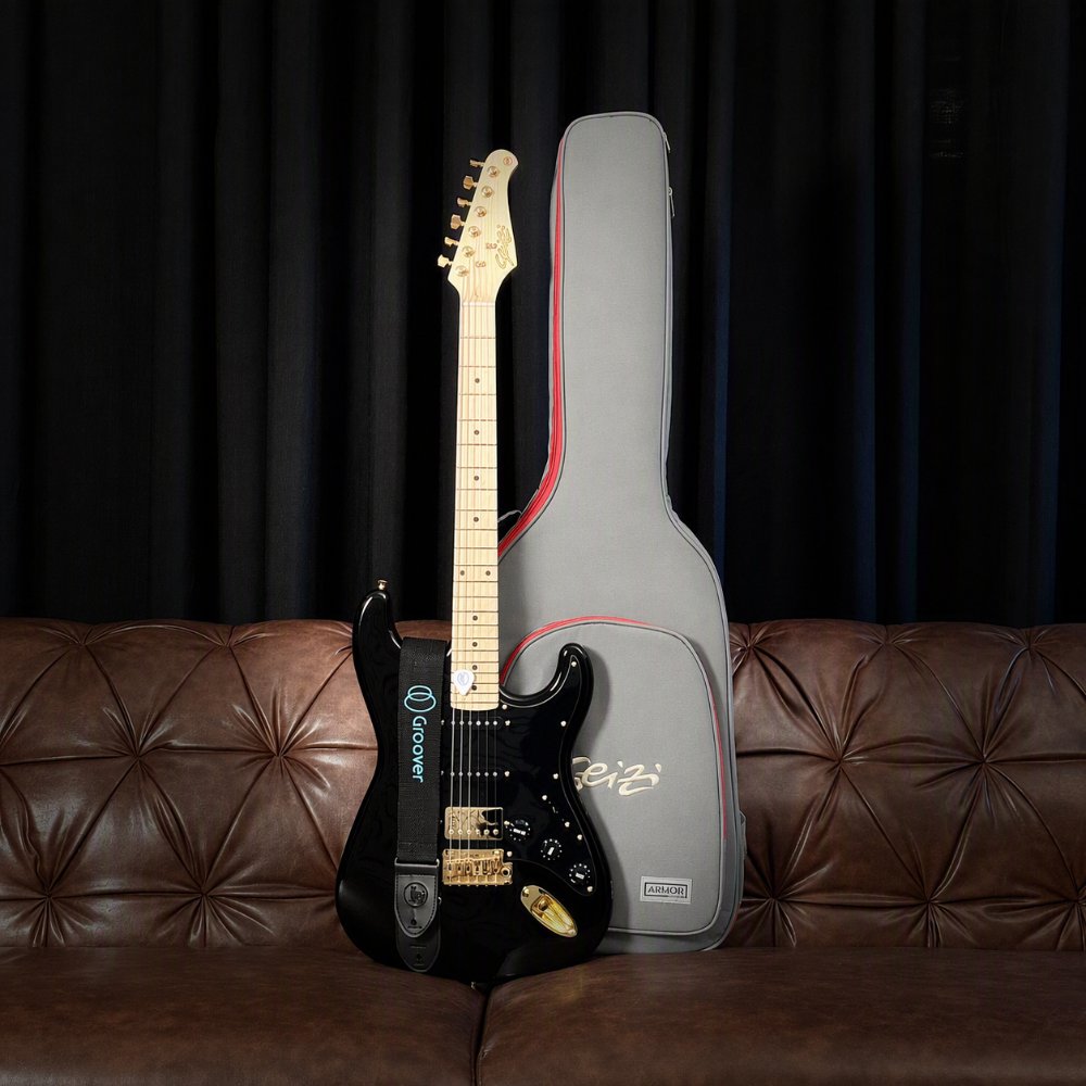 Guitarra Seizi Vintage Budokan Stratocaster Black Gold Maple