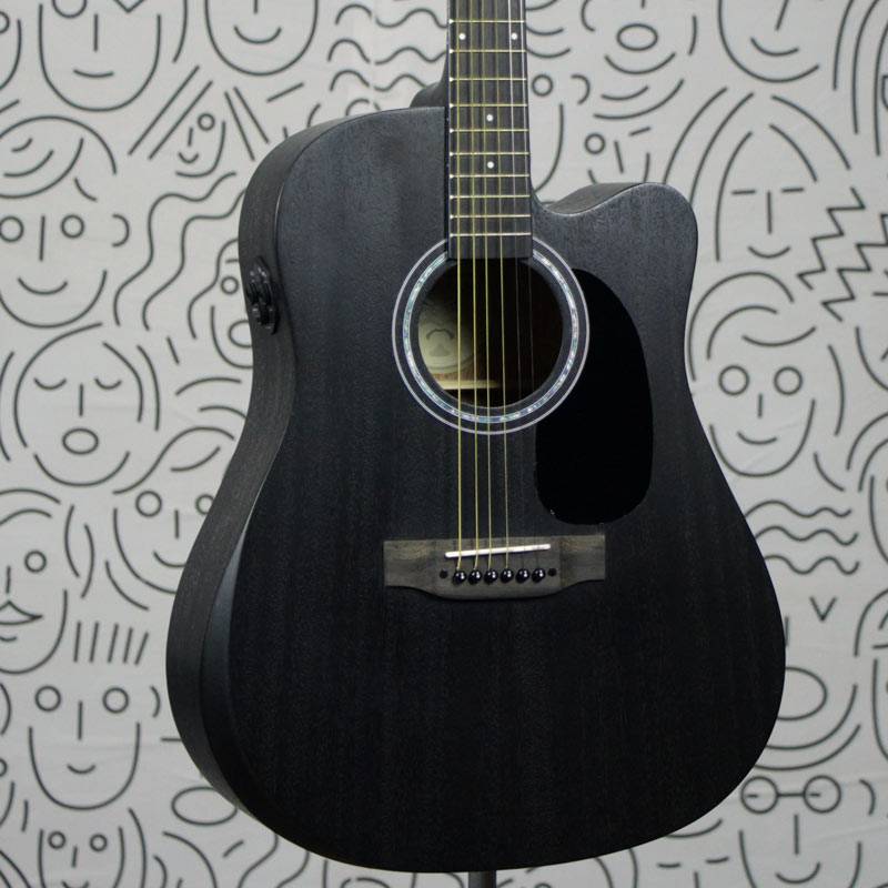 Violão Seizi Neo Tokyo Mirai Cutway Folk Aço Eletrico Open Pore Black Com Bag