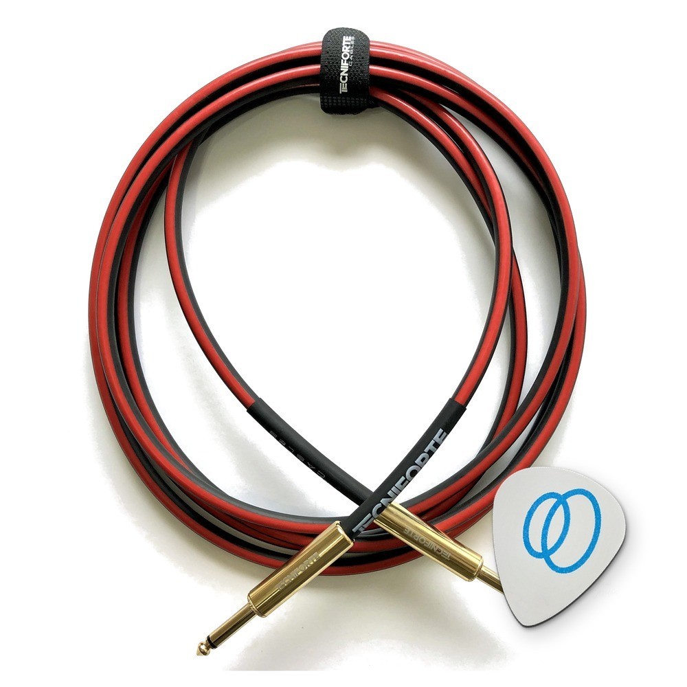 Cabo Guitarra Tecniforte Animal Plug Reto/Reto Ouro Sem Solda + Palheta Groover