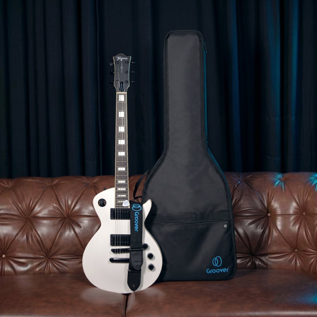Guitarra Tagima Almach Les Paul Single Cut White Satin Correia e Bag Groover