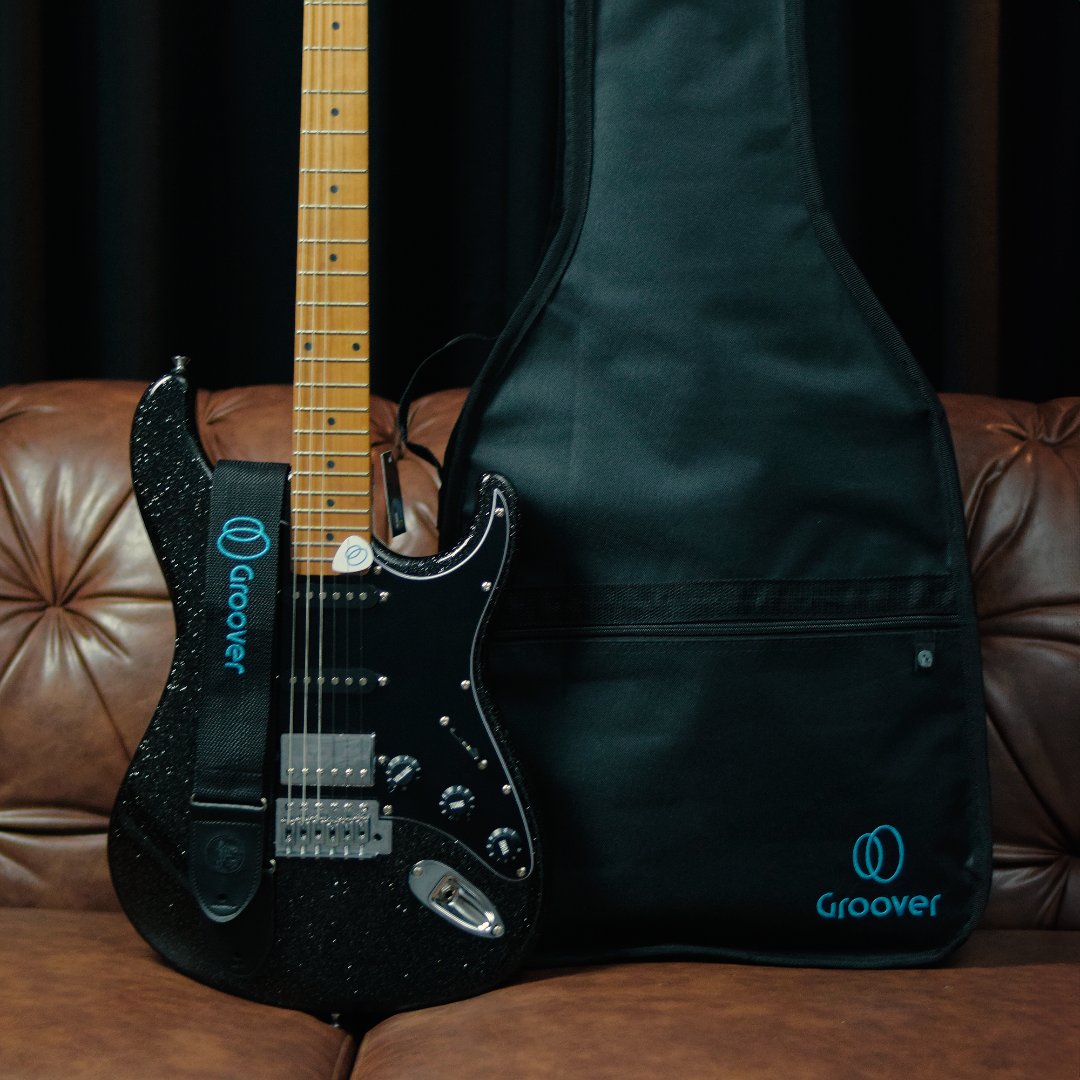 Kit Guitarra Tagima TG-580 Black Sparkle Correia Bag Groover