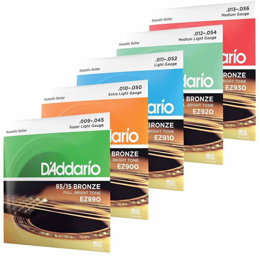 Encordoamento D'addario para Violão Folk Cordas de Aço Bronze 85/15