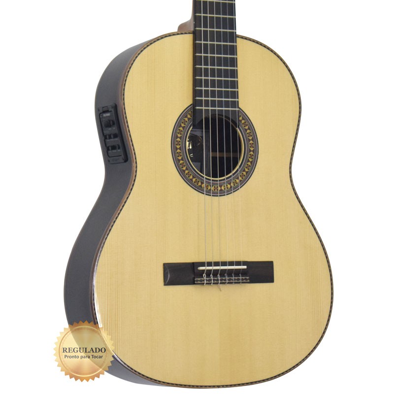 Violão Rozini Concertista Clássico RX216 Elétrico Natural Todo Maciço